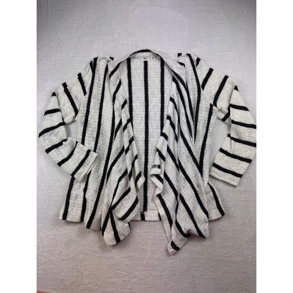 Cato Woman Black White Striped Open Front Waterfall Cardigan Plus Size 22/24W